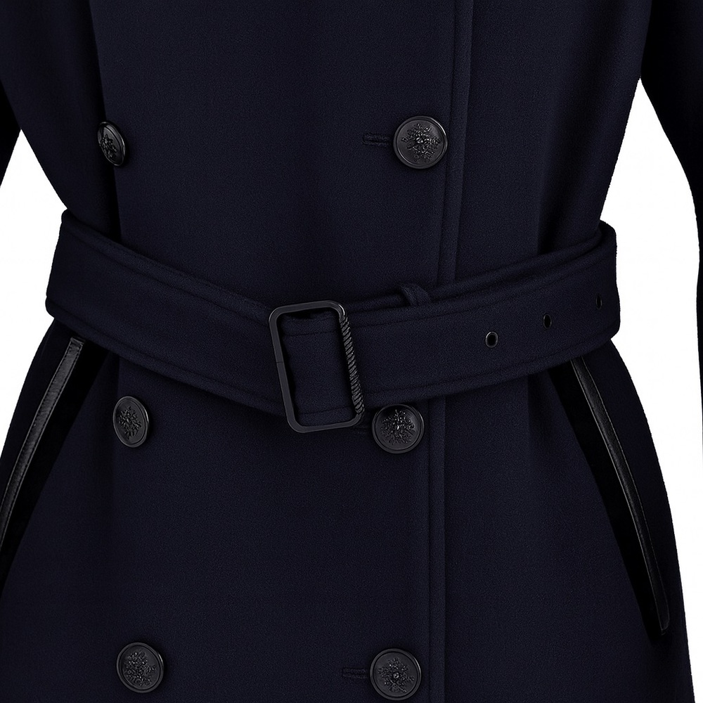The Kooples Wool Cashmere Navy Military Trench Coat Size 36 - US S - Picture 6 of 15